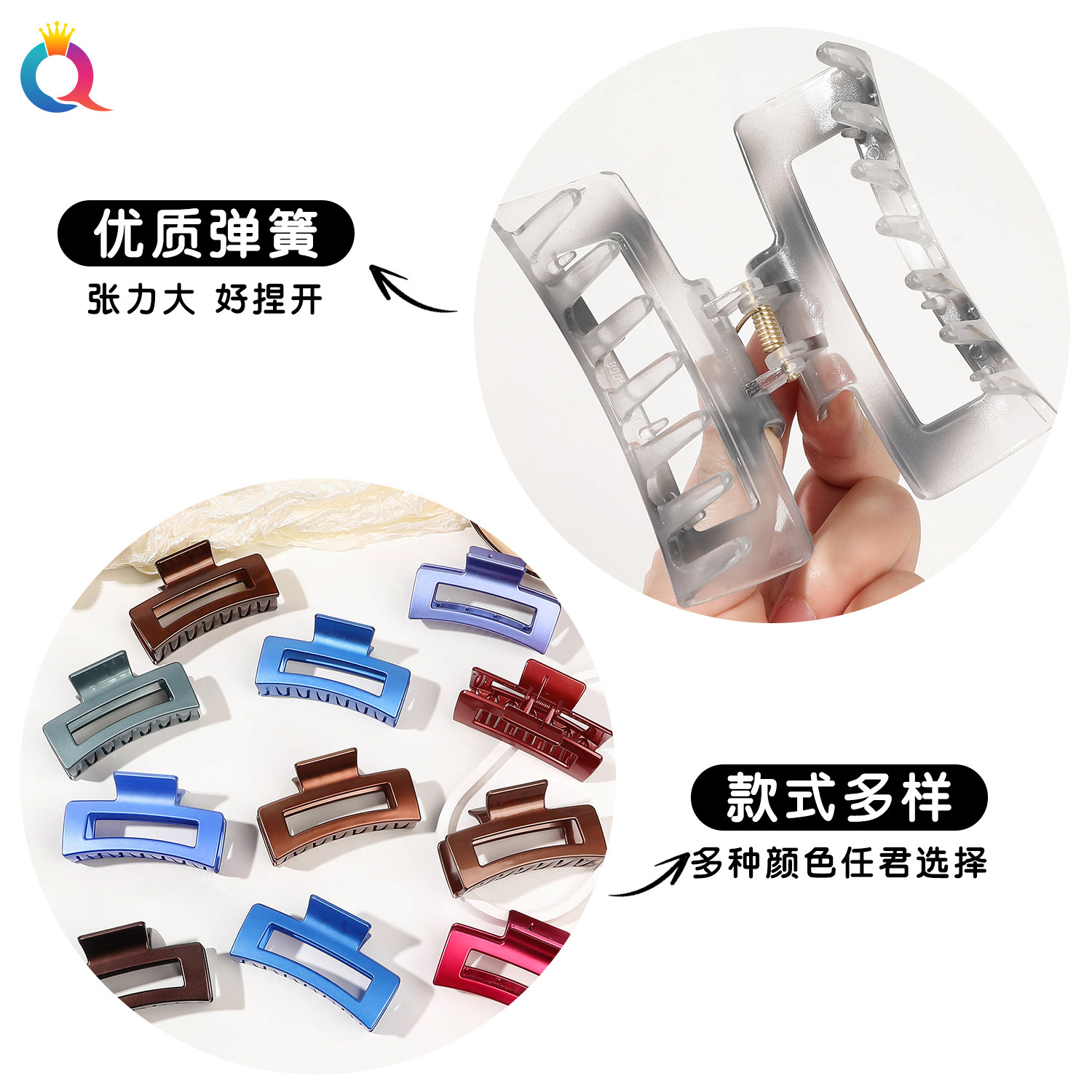 Qiyue Pearl matte hair clip, women's gradient simple updo hair clip, shark clip, back of the head hair accessory wholesale details Picture