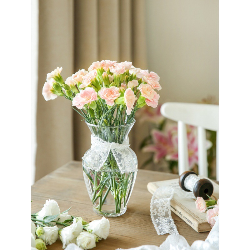Nordic Ins-style transparent glass vase decoration, living room table flower arrangement, fresh water cultivation, Internet celebrity creative flared mouth Application Scenario
