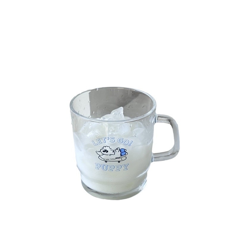 Ins-style cartoon creative glass cups, student juice cups, milk cups, coffee cups, breakfast cups Item Picture