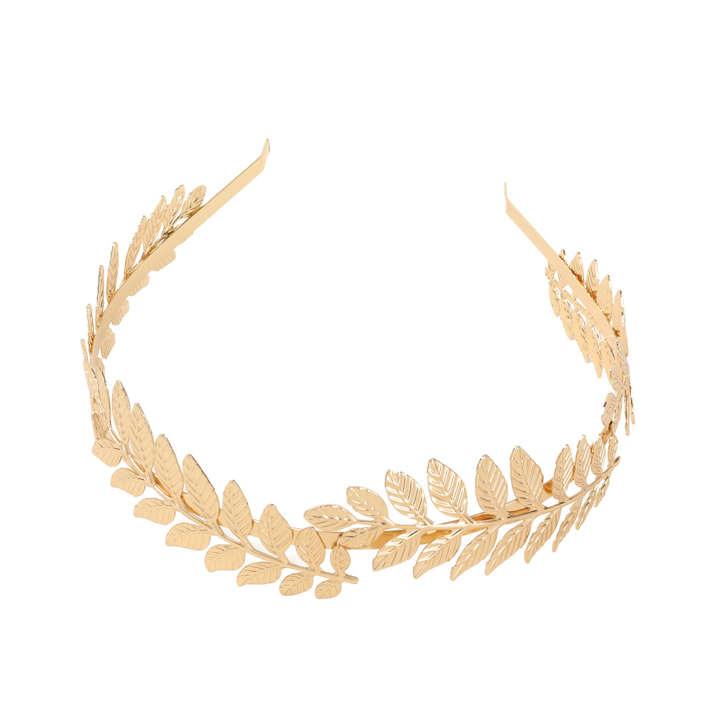 Qiyue Cross-border Metal Leaf headbands, popular bride headbands in Europe and America, golden leaf hair clips, headwear and hair accessories wholesale Item Picture