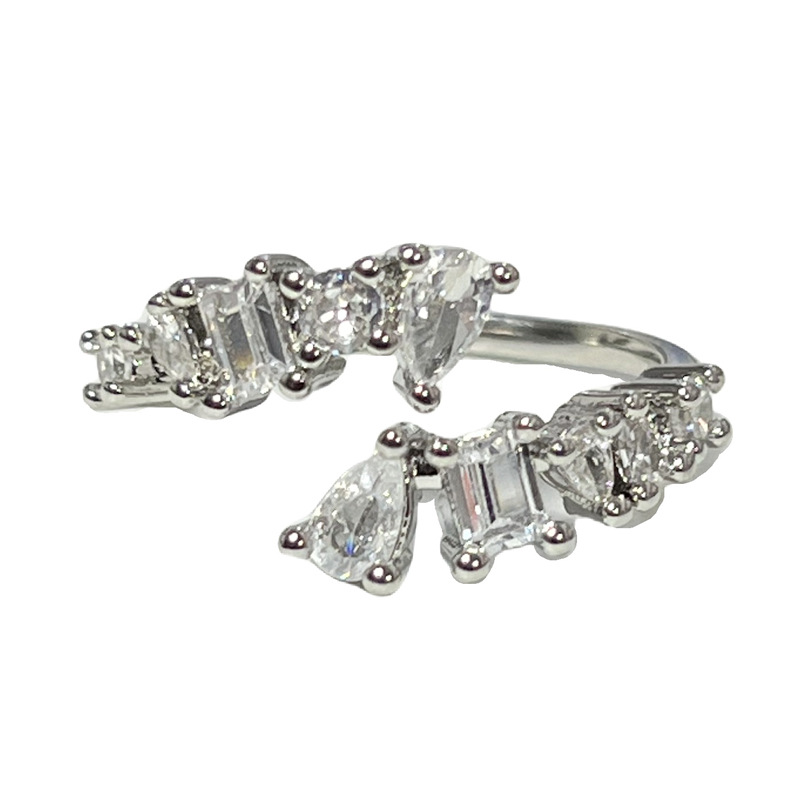 Korean-style light luxury full diamond wrapped ins cold style open ring, women's design versatile, layering fashionable design ring Item Picture