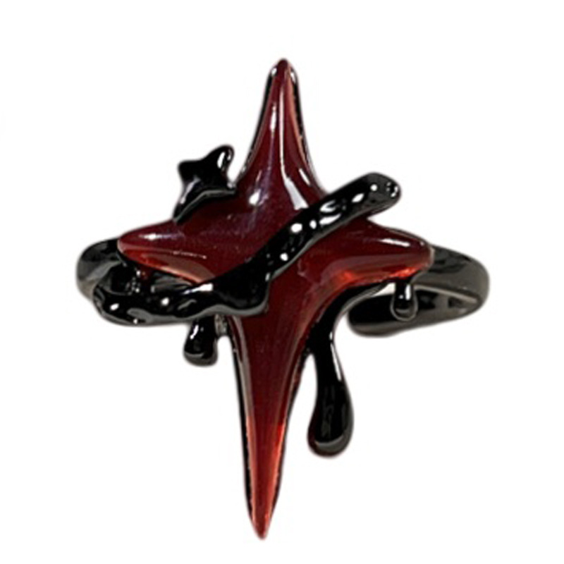 European and American dark cross moon irregular texture fashion open ring androgynous punk sweet cool ring trend Item Picture