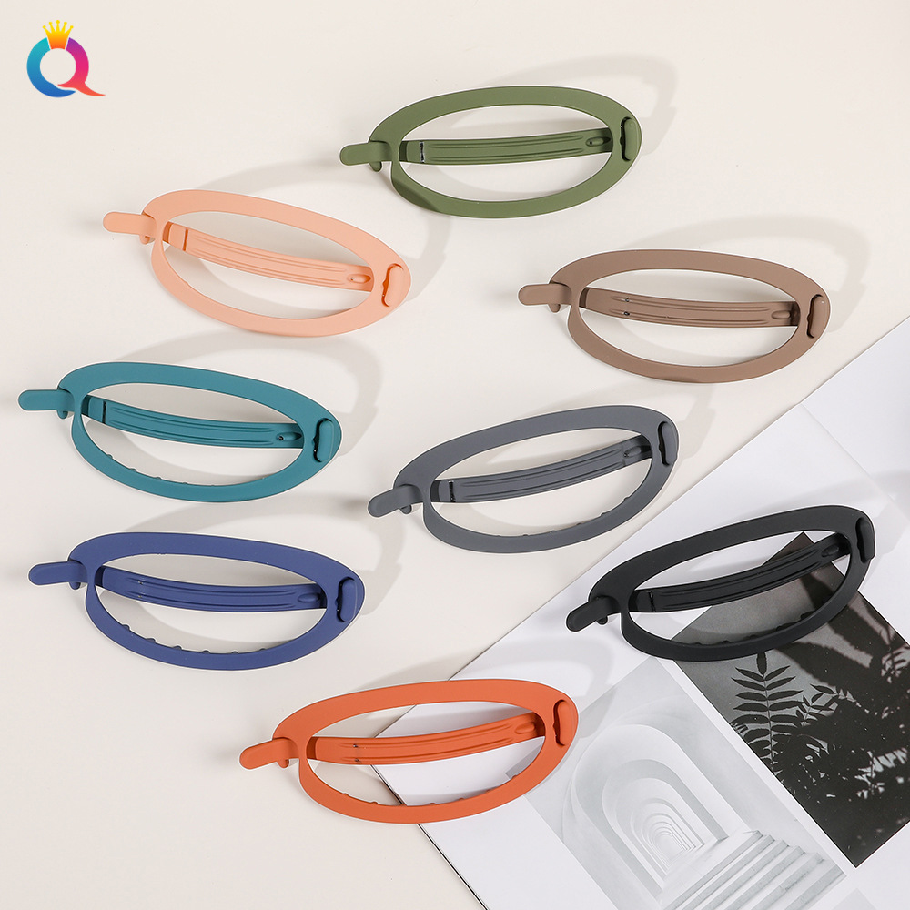Qiyue Korean-style matte PC hair clips, coil hair clips, oval hair clips, sweet buckle clips, back of the head, hair accessories wholesale details Picture