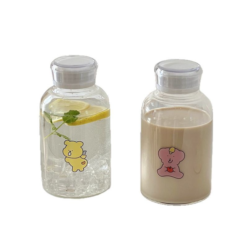 Ins-style covered glass bottles, milk tea sealed glass cups, juice casual cups, portable cups, student water cups Item Picture