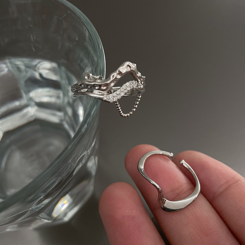 Double-layer opening Mobius strip zircon ring, women's exquisite plain ring, niche and unique stacked index finger ring trend Application Scenario