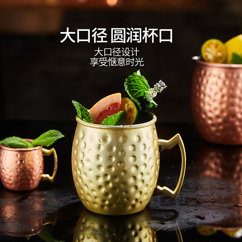 Hammered copper cup bar moscow Mule Cup 304 stainless steel cocktail metal wine glass Specification drawing
