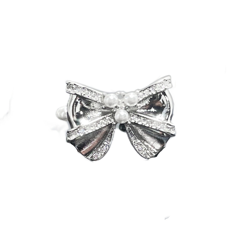 A light luxury and high-end bow, full diamond zircon open ring, sweet, cool, exquisite and fashionable ring, autumn and winter accessory Item Picture