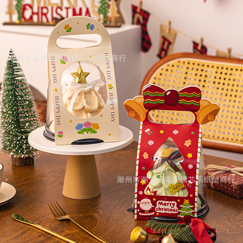 4-inch round cake box, Christmas tree cake box, transparent semi-circular cake packaging box, Western pastry mousse Application Scenario