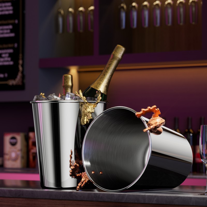 Stainless steel ice buckets, commercial bars, European-style champagne buckets, ice cube buckets, thickened faucet buckets, beer buckets, wine buckets Application Scenario