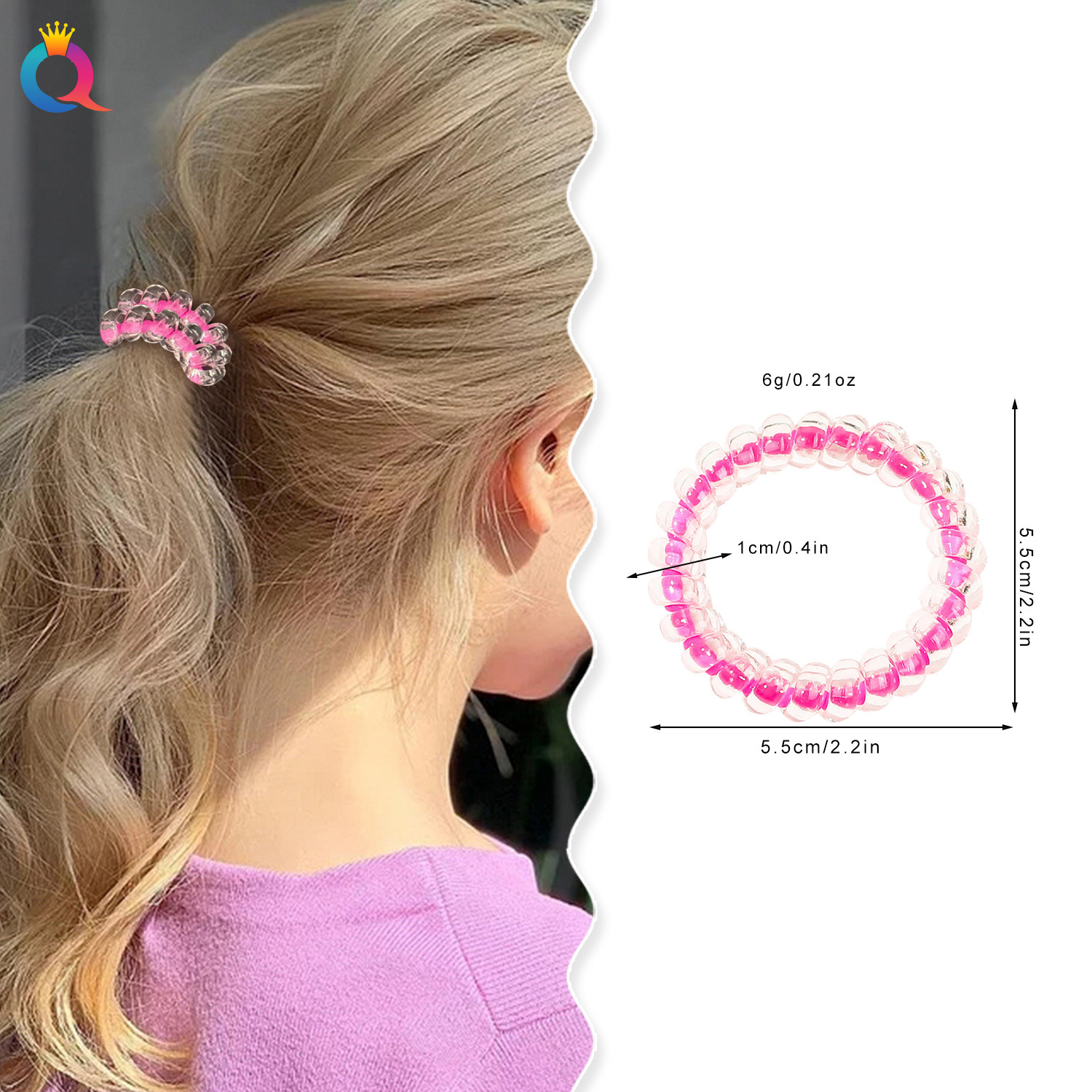 Wholesale of Qiyue double-layer telephone line hair bands, Japanese and Korean hair accessories, colorful hair ties, high-elasticity rubber bands and hair ties details Picture