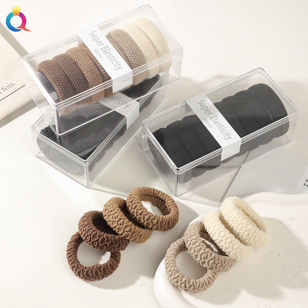 Wholesale of Qiyue high-elasticity hair bands, thick box-packed hair ties, high-end seamless hair ties and hair bands details Picture