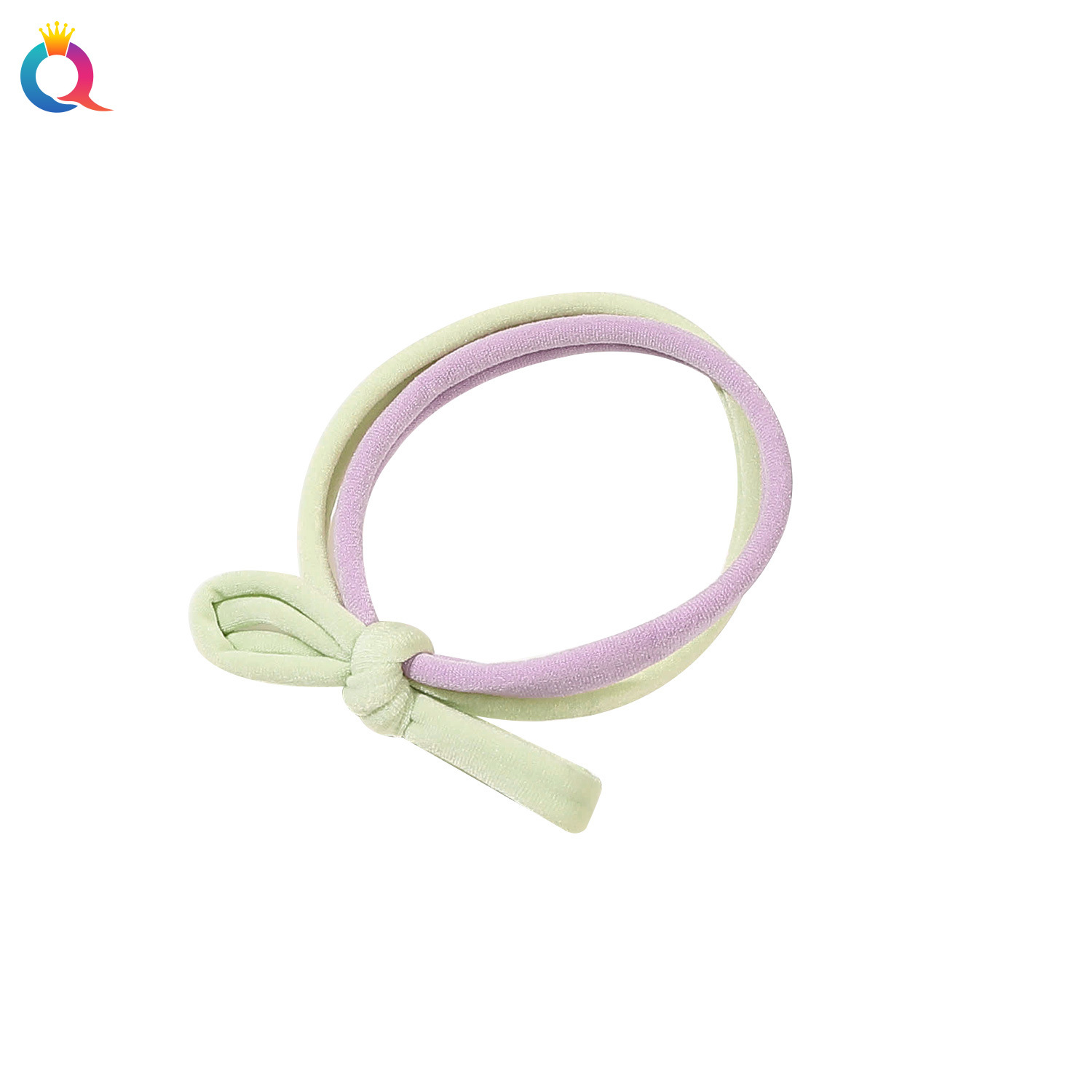 Qiyue ins high-elasticity seamless hair band, ponytail tie, bow, towel band, cream double-strand hair band, rubber band Item Picture