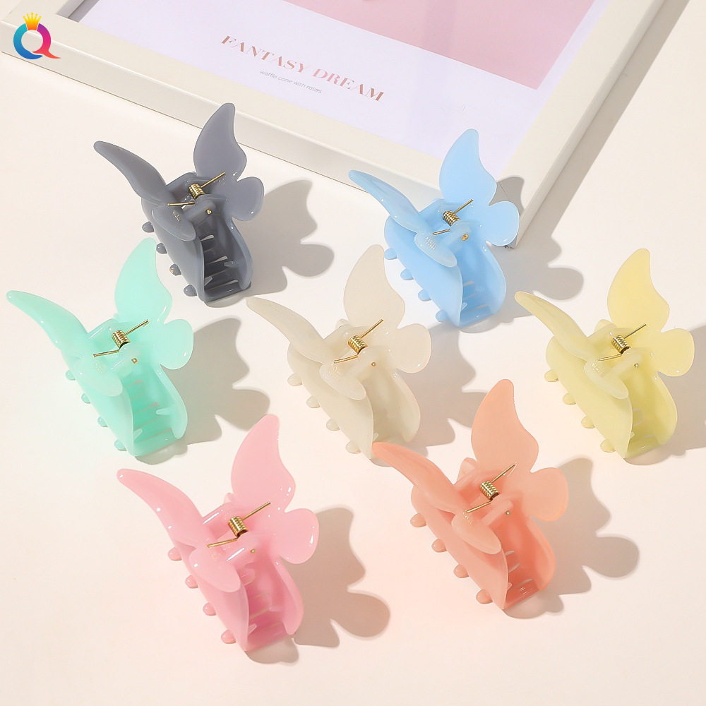 Wholesale of Qiyue Korean version large acrylic hair clips, super fairy updo, butterfly-shaped hair grips, and girl bun hair accessories full figure
