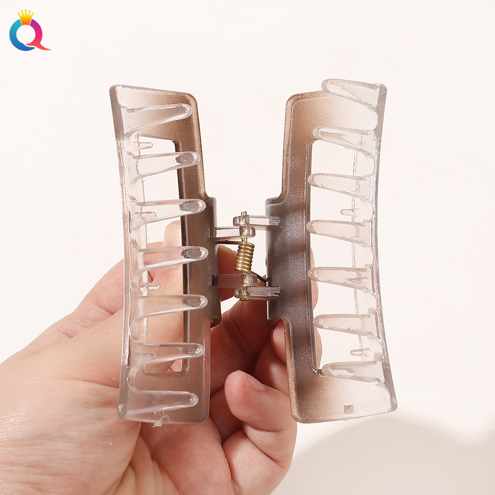 Wholesale of Qiyue Cross-border large gradient color square hair clips, high-end back head updo hair clips, shark clips and hair accessories Specification drawing