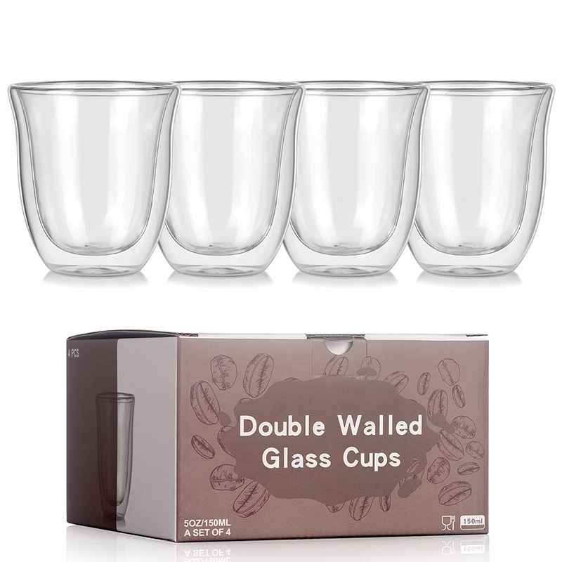 Heat-resistant double-layered coffee cups, household glass water cups, double-layered insulated Espresso coffee cups Item Picture