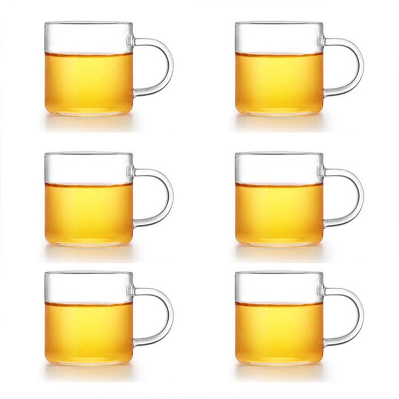 2 liang Baijiu cup, 100ml high-temperature resistant high borosilicate glass, small tea-tasting cup, straight handle, heat-resistant, carry tea with the cup Item Picture