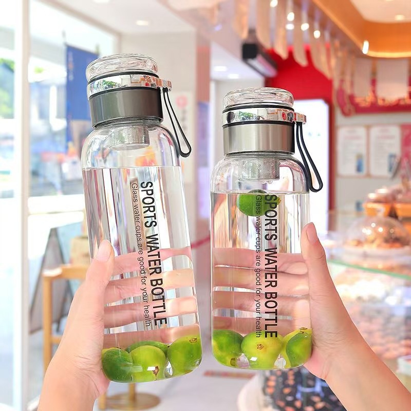 Large-capacity 1000ml ton-ton water cup, tea-water separation cup, sports and fitness summer glass water cup, water bottle for cross-border full figure