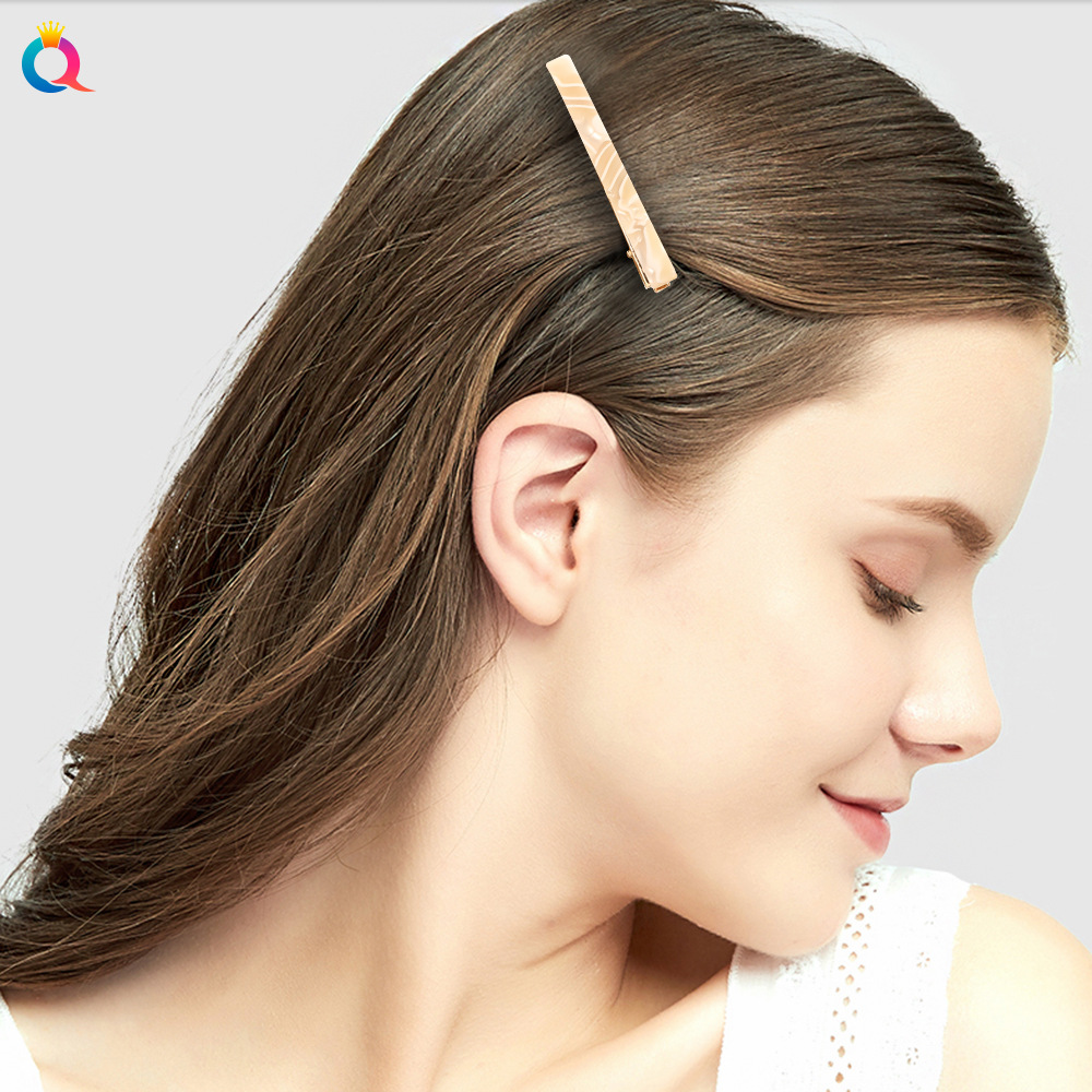 Qiyue Cross-border Korean version new acetic acid hair clips, duckbill clips, cute side clips, straight clips, long clips, hair accessories and head accessories details Picture