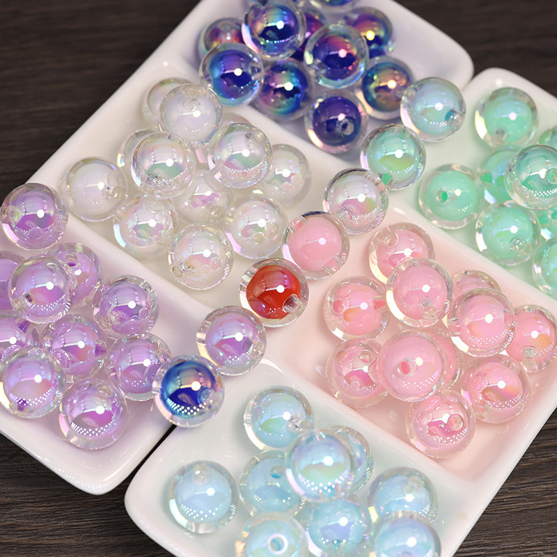 Uv-coated color beads, 16mm acrylic beads, straight hole loose beads, beads, handcrafted diy mobile phone chain pendant material Application Scenario