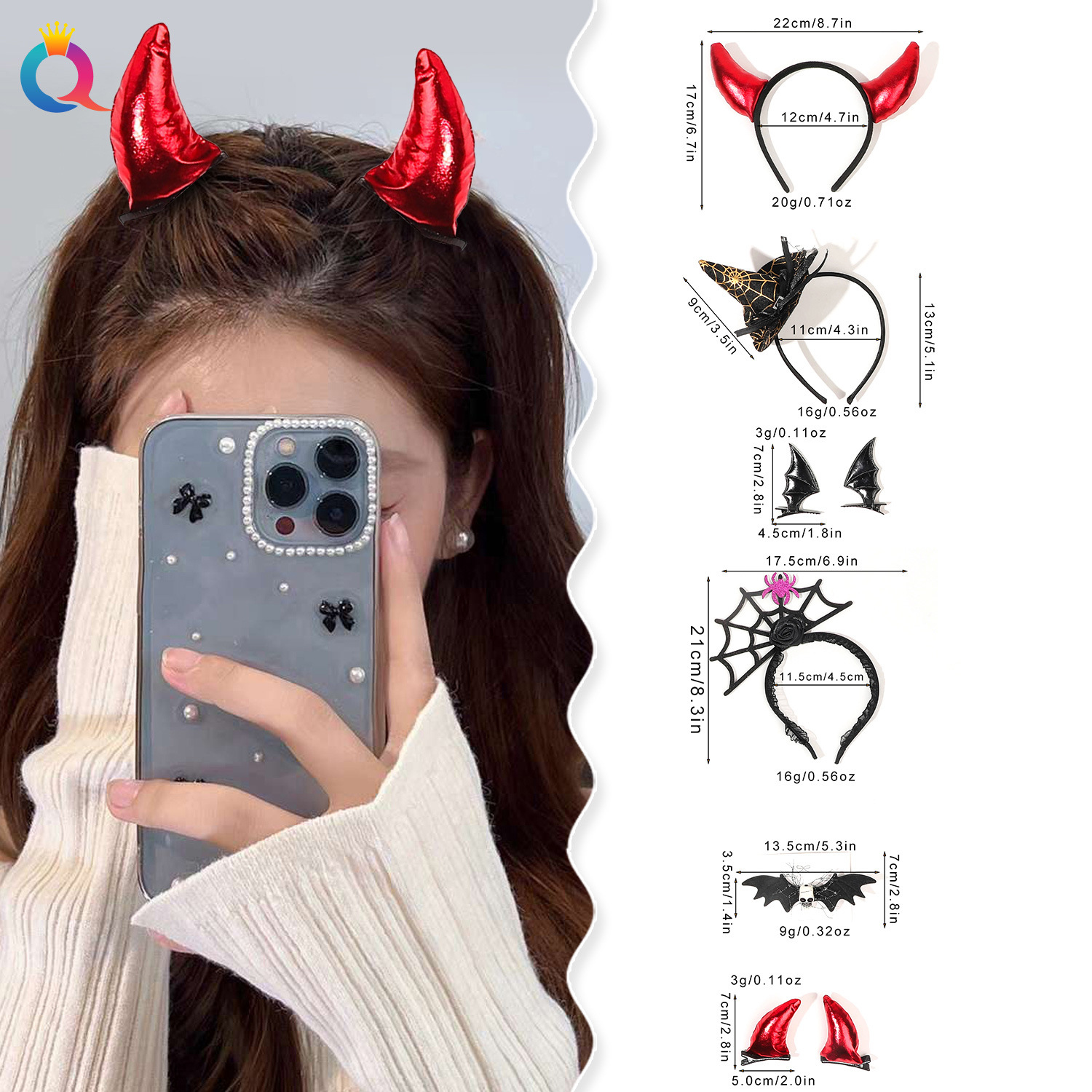 Qiyue Cross-border Halloween Hairband, Little Devil Horror Spider Web, Witch Hat, Hairpin, Headband, clip, Hair Accessory wholesale details Picture