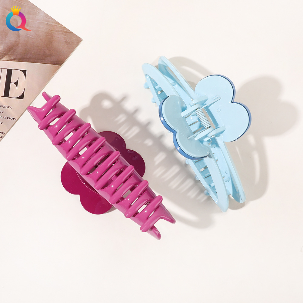 Qiyue Cross-border Simple hollowed-out heart-shaped hair clips, shark clips, high-end back head updo and grappling clips, hair accessories wholesale Specification drawing