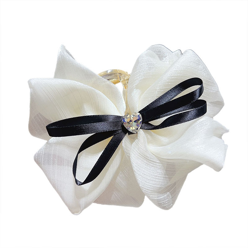A new Korean-style black and white bow clip for women's large-sized hair clip with a fashionable and high-end look at the back of the head Item Picture