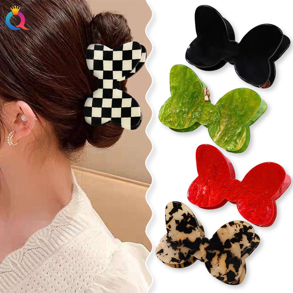 Qiyue Cross-border PVC bow hair clip, back head updo, Acrylic grab clip, women's shark clip hair accessory wholesale details Picture
