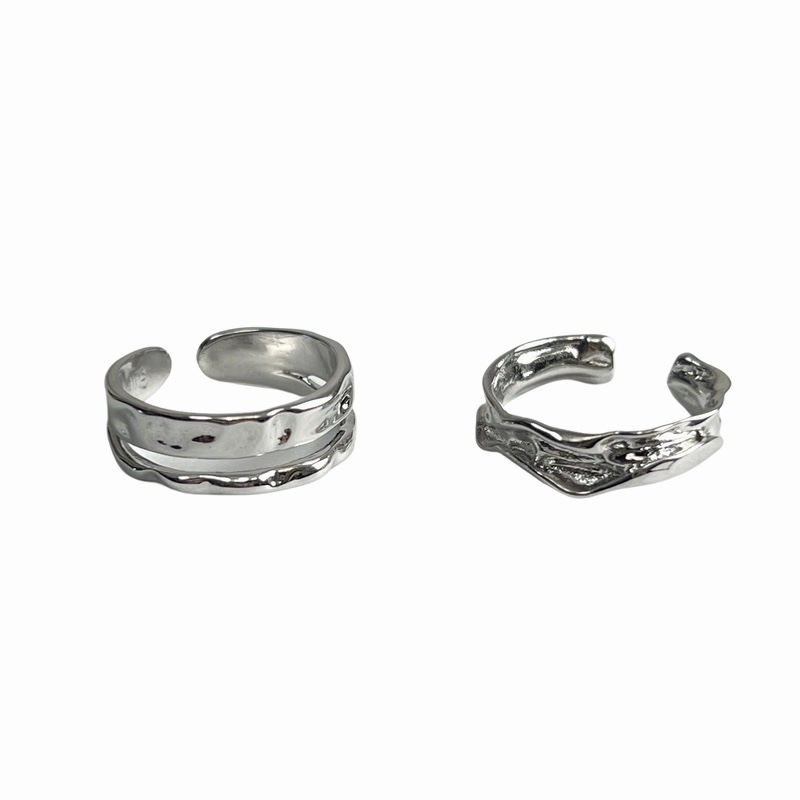 Irregular pleated texture open ring for women on Instagram, cold style, niche design, simple and individual, adjustable ring Item Picture
