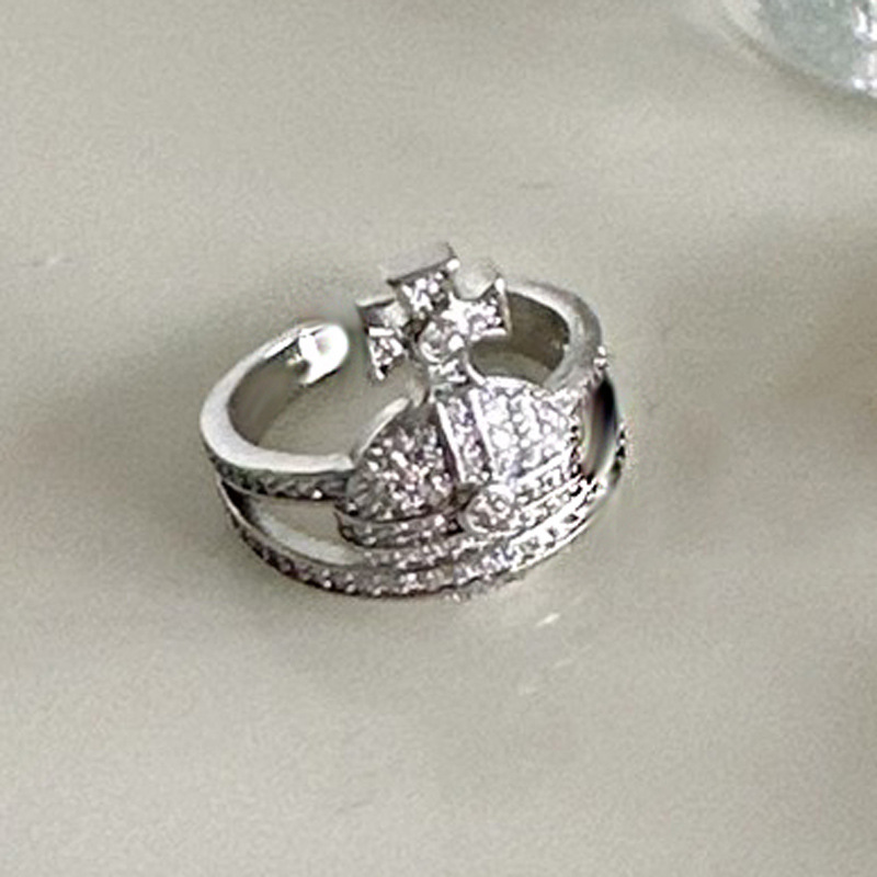 Saturn Full diamond French gentle open ring for women on Instagram, cold style planet, light luxury, elegant and versatile high-end ring Application Scenario