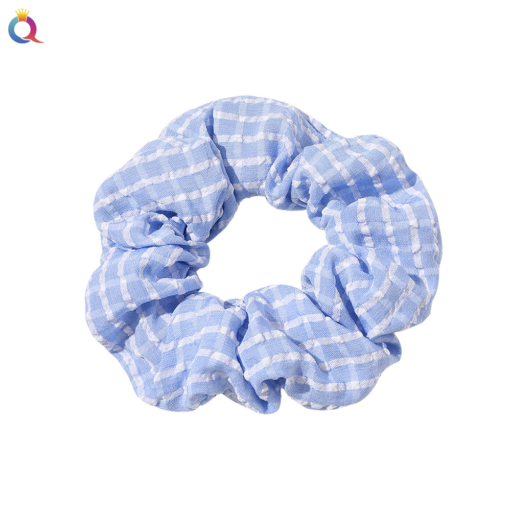 Qiyue's fresh and cute striped checkered hair tie, super ethereal and sweet hair band, simple large intestine circle hair tie, Korean-style hair accessory Item Picture