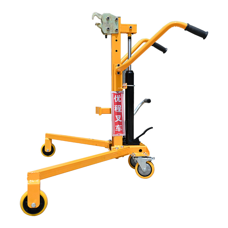 The foot-operated pressure relief oil drum transporter is used to pull iron drums and plastic round drums. The hydraulic loading and unloading lifting handcart is small Item Picture