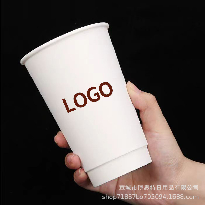 Customized disposable coffee cup 500ml, thickened 12oz hollow disposable paper cup for takeout hot drinks, customized logo Application Scenario