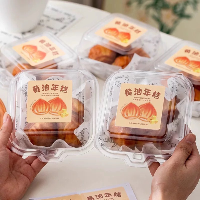 Internet-famous butter rice cake packaging box, 4-inch mochi Basque Tiramisu dessert cake box, transparent baking box Specification drawing