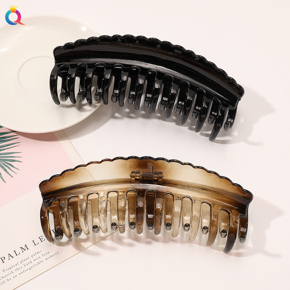 Qiyue Korean version extra-large lace grab clip for the back of the head, shark clip hair accessory, simple and elegant headwear and hair clip details Picture