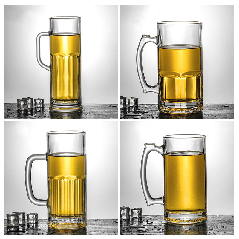 Extra-large glass hero cup, large-capacity draft beer mug, bar handle cup, thickened extra-large beer mug 1L details Picture