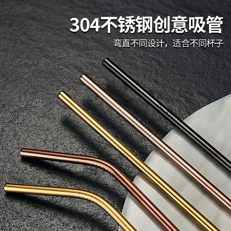 304 stainless steel eco-friendly straw Mason Cup cocktail juice drink, curved metal elbow creative long drinking tube full figure