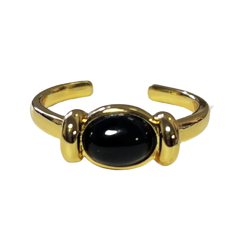 Punk personality, dark glaze, fashionable open ring, elegant and cold style, niche design sense, ring trend Item Picture