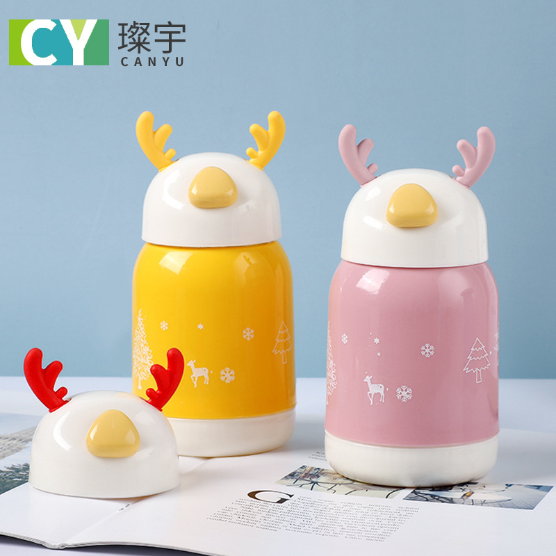 Creative glass deer cups, cute cartoon antler cups, Christmas spirit deer cups, opening gift advertising cups can be used as logos details Picture