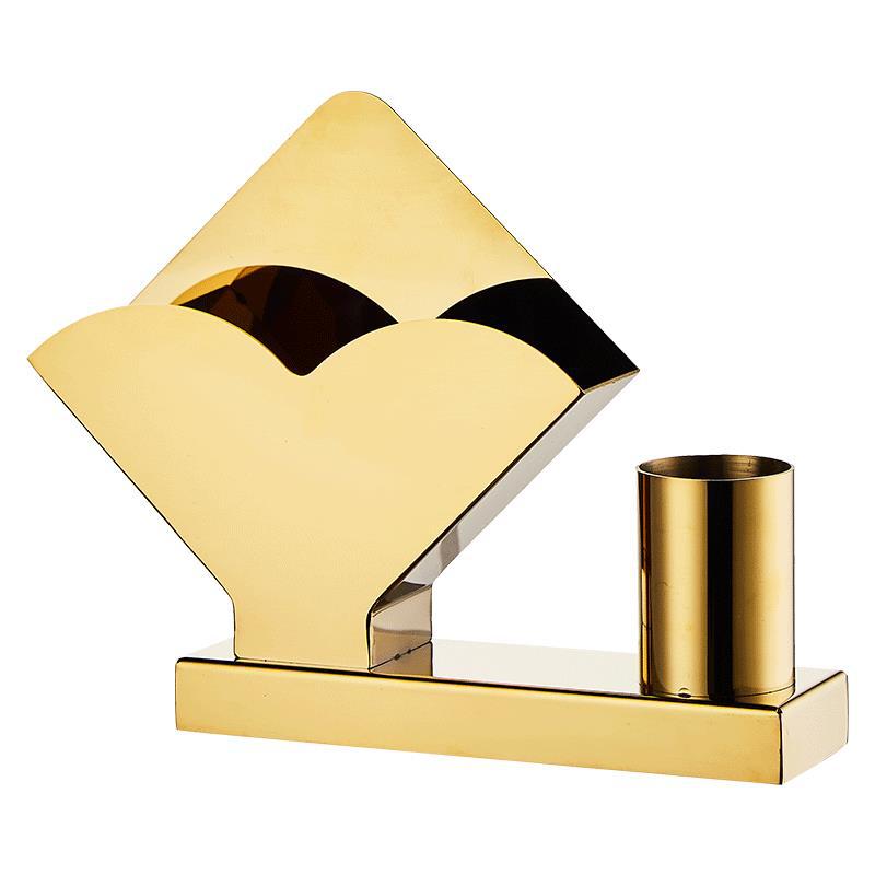 Thickened stainless steel Western cuisine tissue holder, golden tissue holder for coffee shops and hotels, bar and KTV countertop tissue holder Item Picture