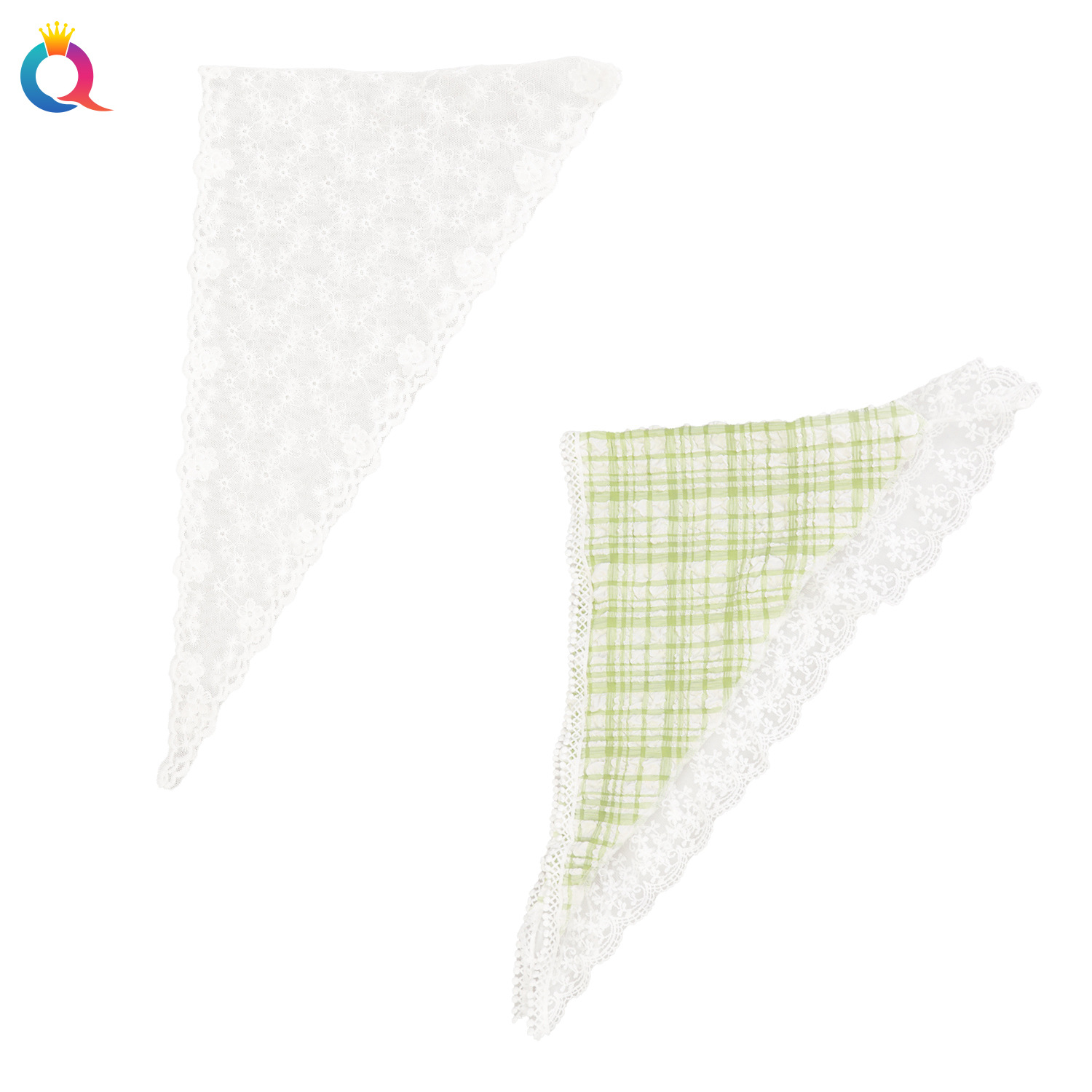 Qiyue Amazon Spring/Summer Headscarf, country-style lace triangular scarf, ins high-end style, French sweet hair accessory wholesale Item Picture