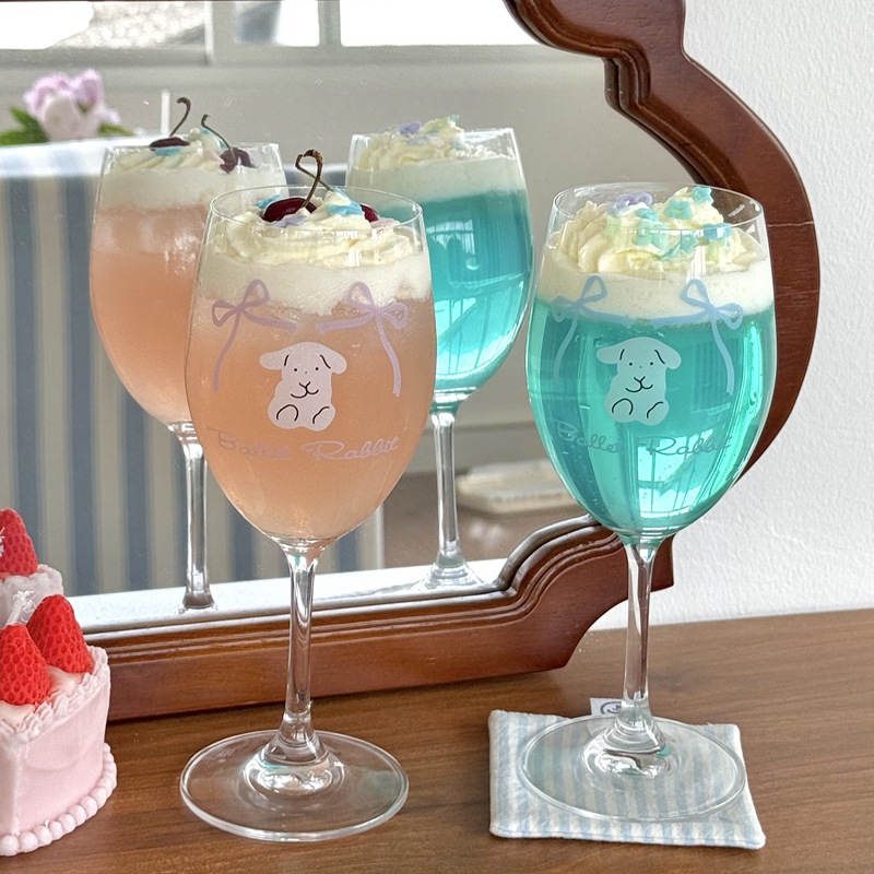 Customized tall glass, red wine glass, Korean Instagram popular glass cup, tall glass drink cup, high appearance level cocktail cup full figure