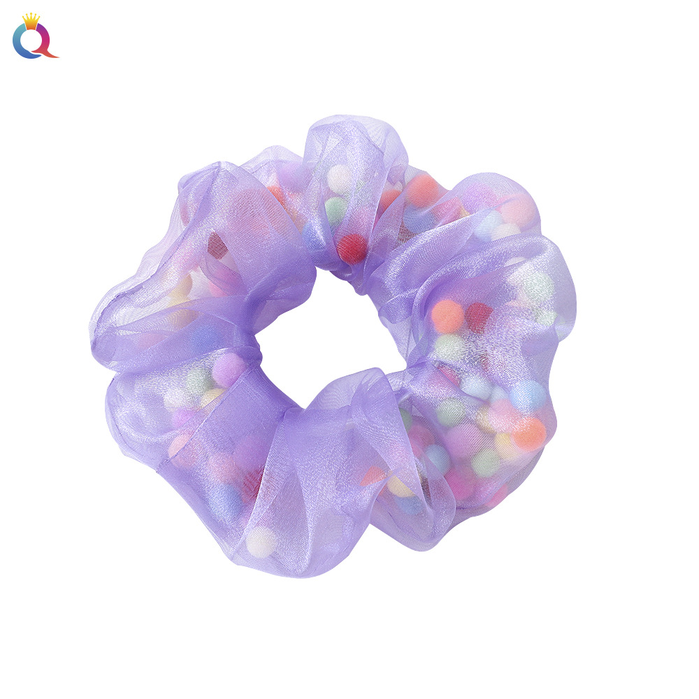 Qiyue Spring/Summer Cotton Candy Ougensha Colorful Fruit Balls, Large Intestine Hair Rings, Bath Balls, Flower Balls, Intestinal Rings C126 Item Picture
