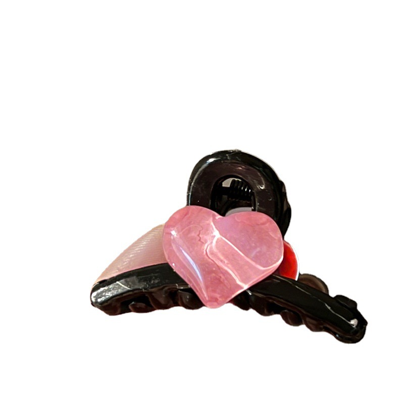 Simple heart-shaped gripper 2025 new style acrylic hair clip, hair accessory, high-end bangs clip, small shark clip, top clip Item Picture