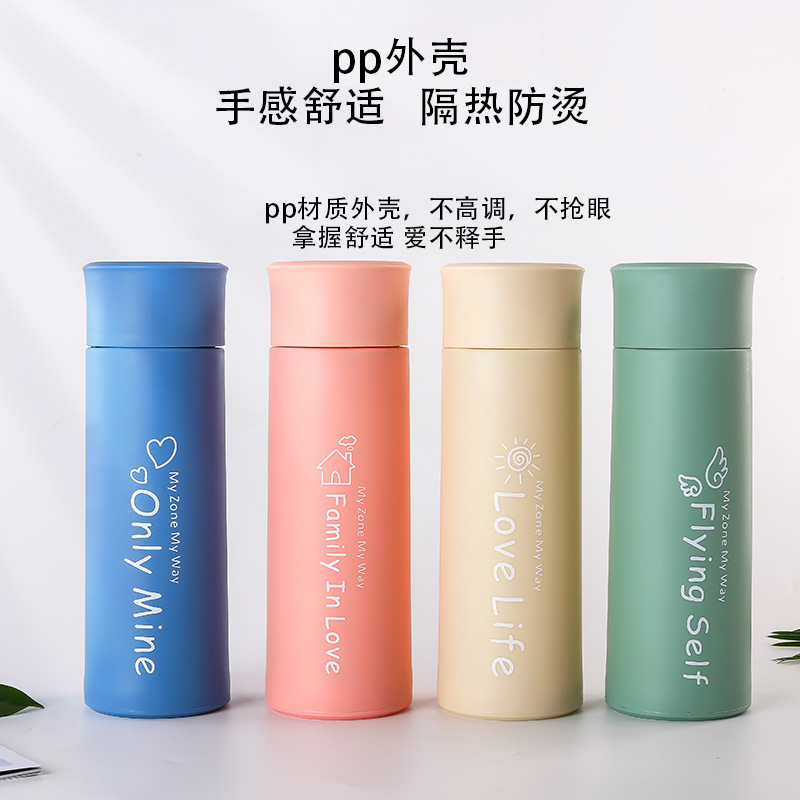 New double-layer handle cup, small gift water cup, cocoa logo advertisement, casual glass cup details Picture