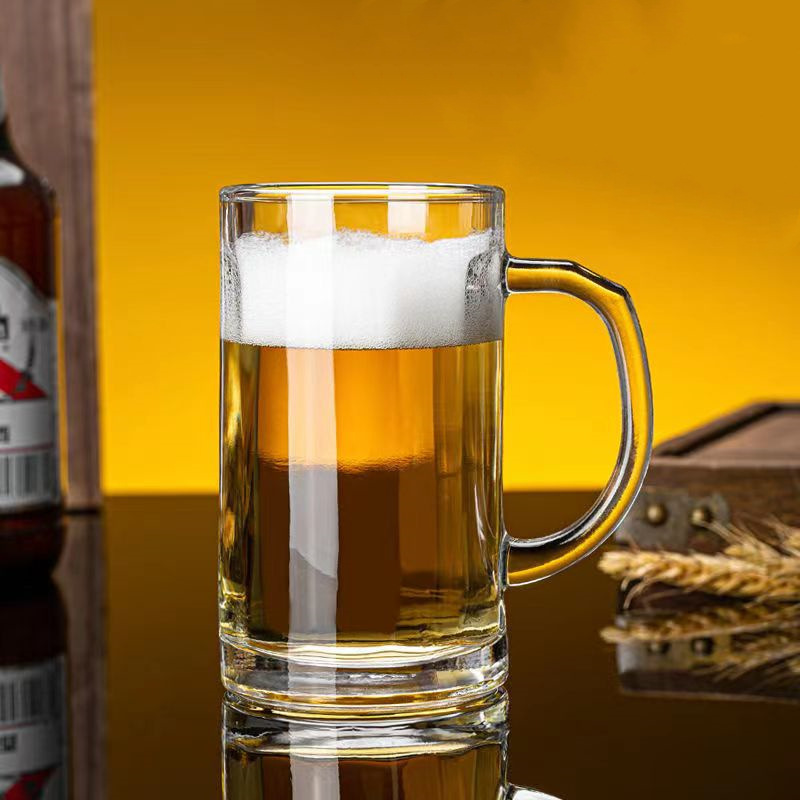 Green apple glass handle cups, beer mugs, draft beer cups, juice cups, beverage cups, water cups, glass cups wholesale with logo printing details Picture