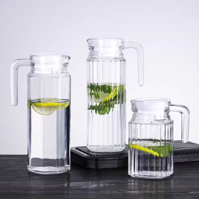 Cold water kettle, glass cold water kettle, household thickened kettle with handle, restaurant juice and beverage large-capacity duckbill kettle full figure
