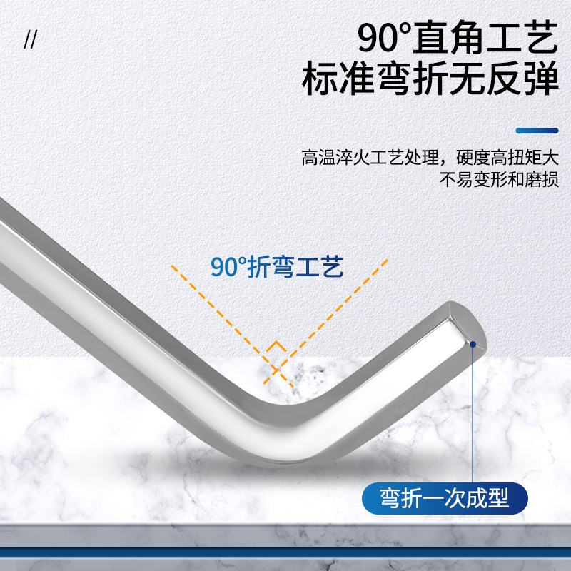 For cross-border use, inch American-made hexagon wrench, blackened flat head hexagon wrench, nickel-plated British standard Allen wrench Specification drawing