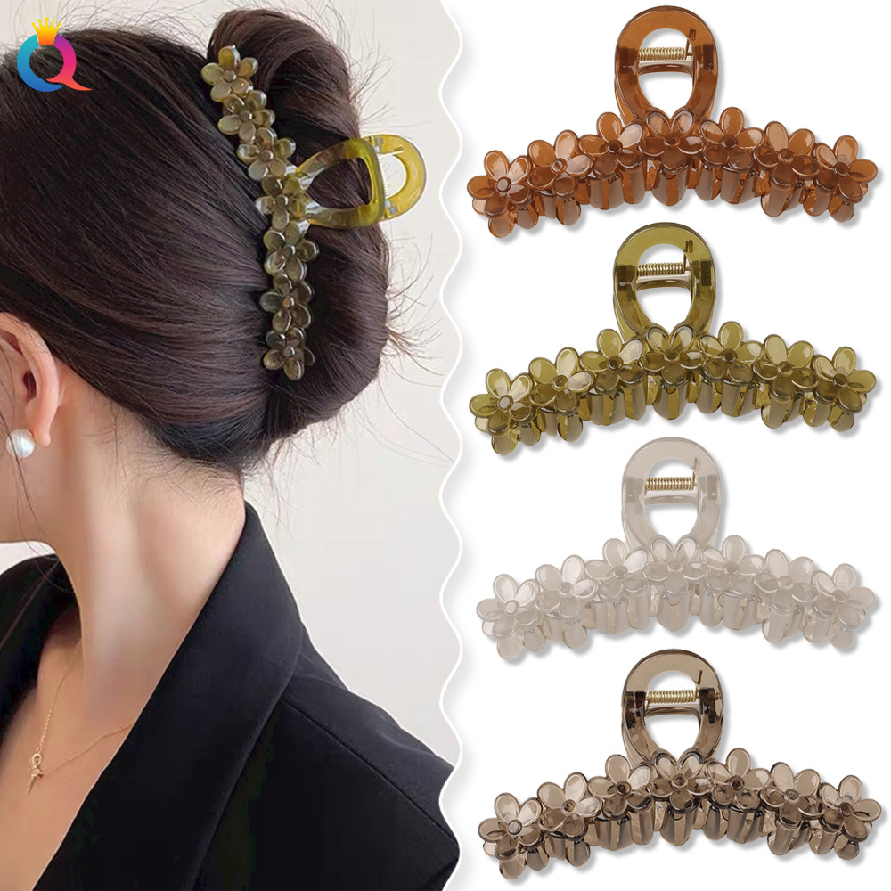 Wholesale of Qiyue large-sized hair clips with a high-end style, flower hair clips, hair curls, back of the head, shark hair clips, and women's hair accessories details Picture