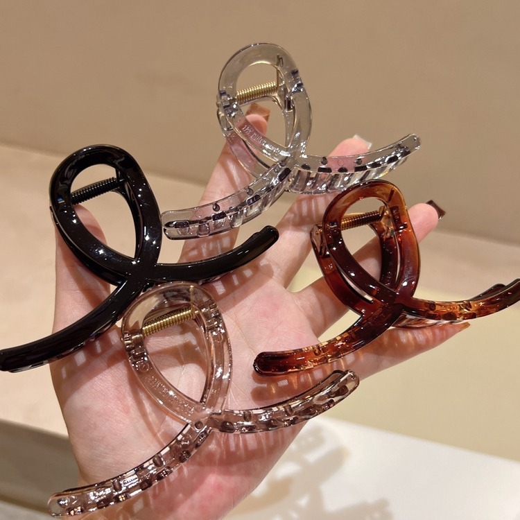 Korean original tea-black 8-inch high hairpin women's hair accessory, ins high-end feel, large grabber hair clip, multiple curls, shark clip full figure