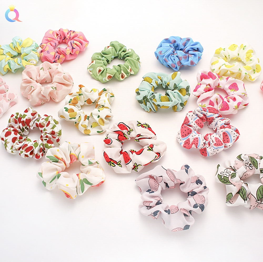 Qiyue Japan and South Korea's new spring and summer fresh fruit hair band, lemon, grapefruit, cherry fabric elastic large intestine band headwear full figure